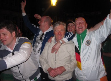 Top man: Cian with his arm around Pat Kenny in Gdansk last night.