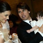 Tom Cruise, Katie Holmes and their daughter Suri in November 2006, just days before they married in Italy (AP Photo/Andrew Medichini)