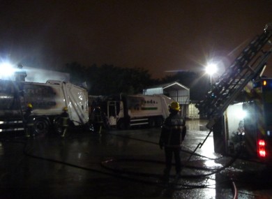 Members of Dublin Fire Brigade at the scene of the blaze last night