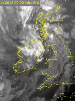 Infra Red Satellite of the weather picture over Ireland at 9am this morning