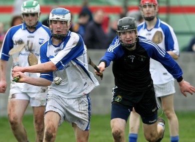 Nenagh's Jack Peters tackles Micheal Harney of Colaiste Na Deise in this year's Dr Harty Cup final. The pair are in opposition tomorrow night in the Munster MHC.