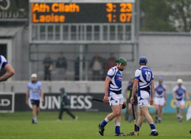 Laois players look dejected after a heavy beating