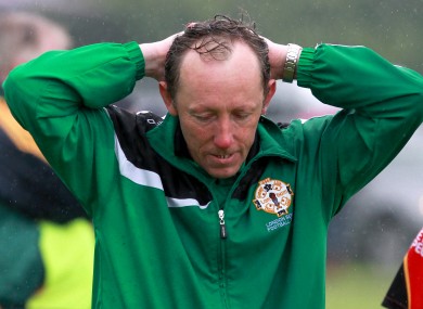 London manager Paul Coggins shows his disappointment.