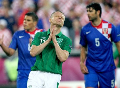 Damien Duff reacts to a missed chance.