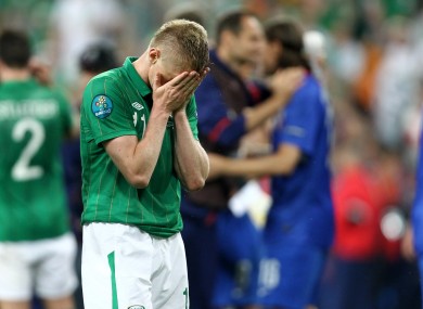 Damien Duff reacts to Ireland's defeat.