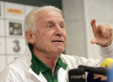 Ireland manager Giovanni Trapattoni in Gdynia today.