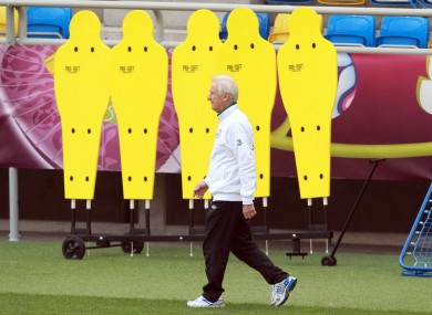 Ireland manager Giovanni Trapattoni at training in Gdynia yesterday/