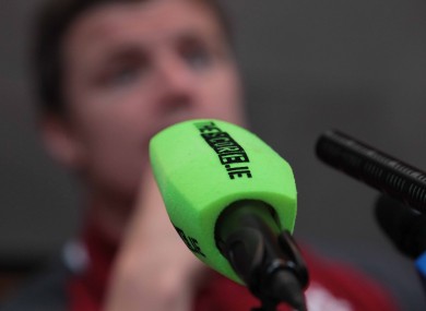 BOD gets acquainted with TheScore.ie microphone at Thursday's press conference in New Zealand.