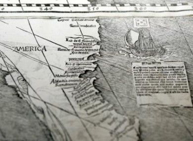A copy of the 1507 world map which was handed over to the US in 2007.