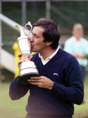 Seve Ballesteros kisses the Claret Jug after his victory at Lytham St. Anne's in 1988.