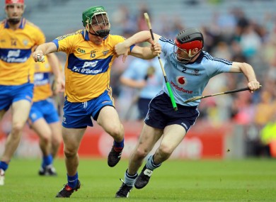Clare's Colin Ryan and Dublin's Niall Corcoran square off in their 2010 championship meeting.