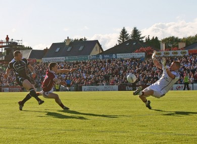 Sligo's Adrian Marren striking to the net in last month's Connacht SFC semi-final.