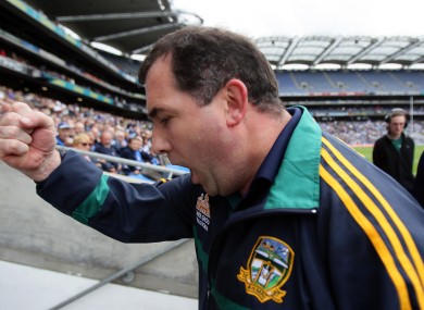 Meath manager Seamus McEnaney celebrates after the game.
