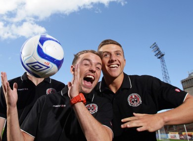 Bohs players Keith Ward and Keith Buckley.