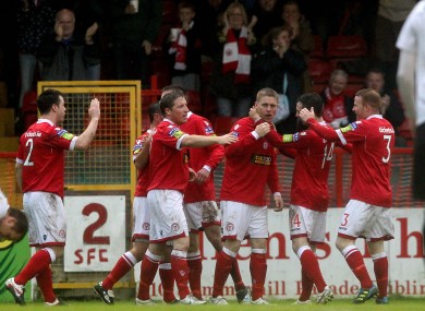The Shelbourne players celebrate.