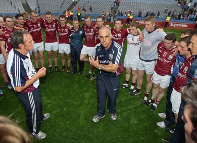 Anthony Cunnigham and his Galway players after last Sunday's game.