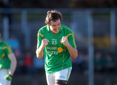Leitrim's Gerry Hickey celebrates a late score.
