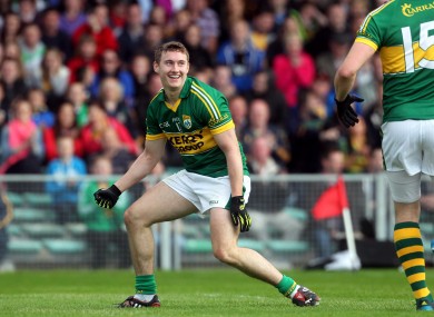 Kerry's James O'Donoghue celebrates after scoring against Clare.