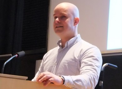 Mark Pollock speaking at his talk in TCD this week