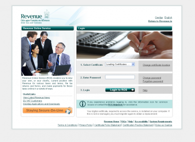Revenue's online service, ROS, can now accept payments via credit card.