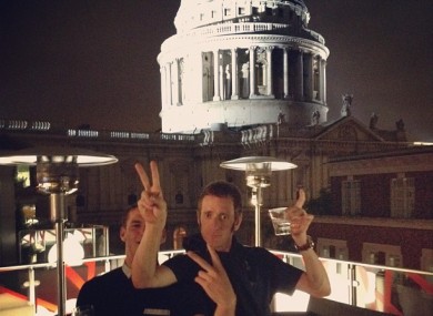 Celebrations: Wiggins tweeted from St Paul's last night.