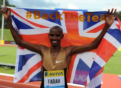 Great Britain's Mo Farah after winning the two-mile race at The Birmingham Grand Prix.