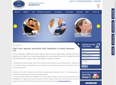 A screen grab from the Home Payments Ltd website