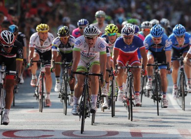 Degenkolb, centre, celebrates after winning the stage.