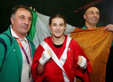 Taylor with her father Peter (right) and technical coach Zaur Anita.