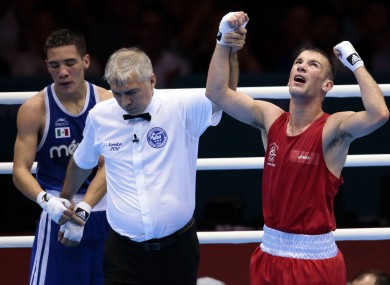 Boxer John Joe Nevin after his victory over Oscar Valdez Fierro of Mexico last night, securing a medal.