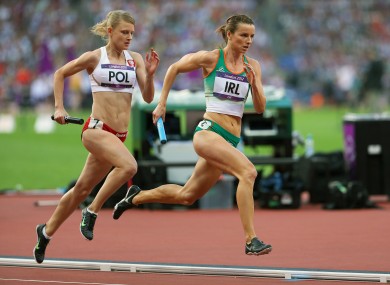 Ireland's Michelle Carey running in the 4x400m heat.