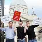 Sons of Father Ted actor Dermot Morgan - Don (33), Ben (18) and Rob (32) - launch the Irish Heart Foundation's Heart Month September campaign 'Down with Blood Pressure'. Photo: Sasko Lazarov/Photocall Ireland
