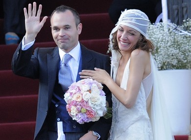 Andres Iniesta and his wife Anna Ortiz after their wedding last month.