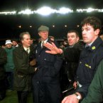 At the riots which blighted the Ireland v England soccer game at Lansdowne Road in 1995. Leon Farrell/Photocall Ireland. 
