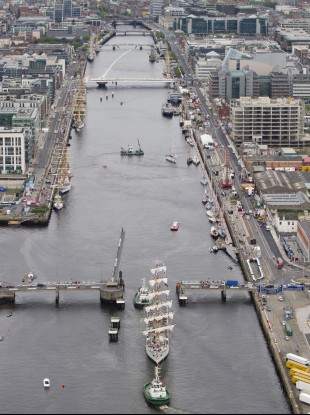 One of the Tall Ships on the Liffey in Dublin on Thursday