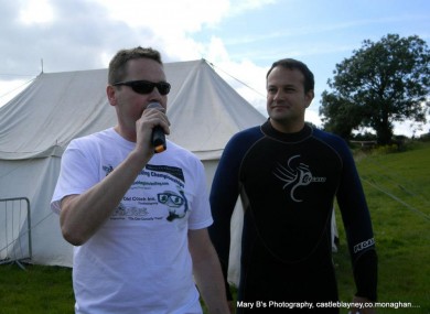 Organiser Declan Connolly with Minister Leo Varadkar at the Bog Snorkelling championships