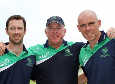 New friends: McDermott with Alex Cusack, left, and Trent Johnston, right.