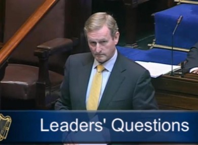 Enda Kenny in the Dáil this afternoon.