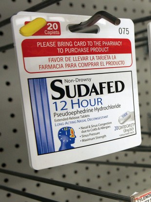 Sudafed is perhaps the best-known over-the-counter drug which includes pseudoephedrine, which can be used in the manufacture of methamphetamines.