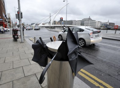 A summer sight? A bin full of broken umbrellas on Sir John Rogerson's Quay, Dublin 2