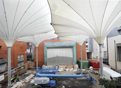 The umbrella-style canopies on first opening in September last year in Meeting House Square, Temple Bar.