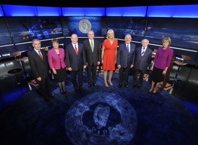 The seven candidates in last year's Presidential election, preparing for the RTÉ Prime Time debate with Miriam O'Callaghan.