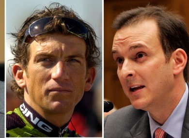 Former teammate of Lance Armstrong, Tyler Hamilton and, right, USADA chairman, Tyler Tygart.