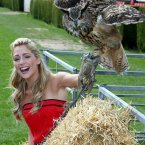 Belfast model Jenny Curran is joined by Harley, an Eagle Owl, at the launch of the Balmoral Show in Belfast.