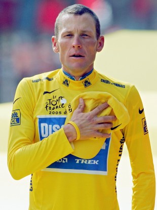 Armstrong on the Champs ELysee after winning his seventh Tour title.