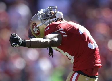 San Francisco 49ers safety Dashon Goldson celebrates after recovering a fumble by Buffalo Bills tight end Scott Chandler last weekend.