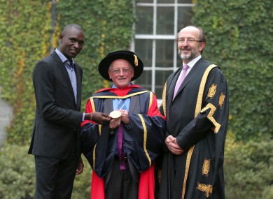 David Rudisha, Brother Colm O’Connell and President of DCU, Professor Brian MacCraith.