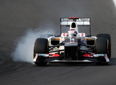 Kamui Kobayashi of Japan and Sauber F1 drives during the Korean Formula One Grand Prix.