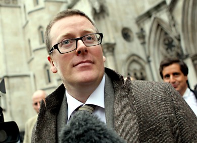 Frankie Boyle outside the High Court in London today