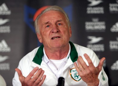 Trapattoni at a press conference last night.